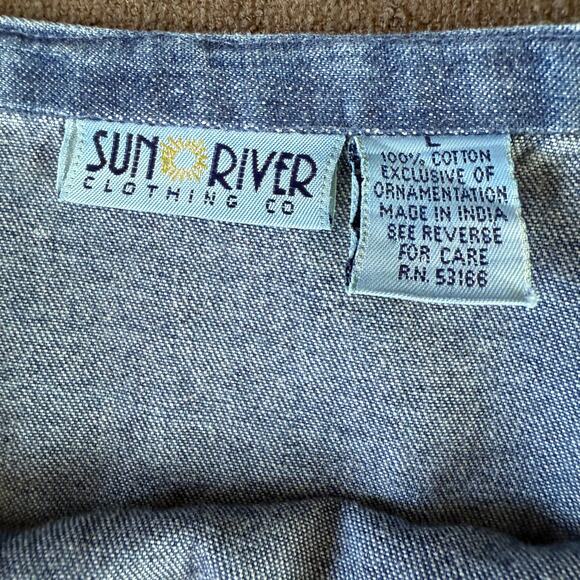 Sun River Vintage Denim Wrap Skirt 100% Cotton Size L High Waist Nautical - Picture 7 of 8